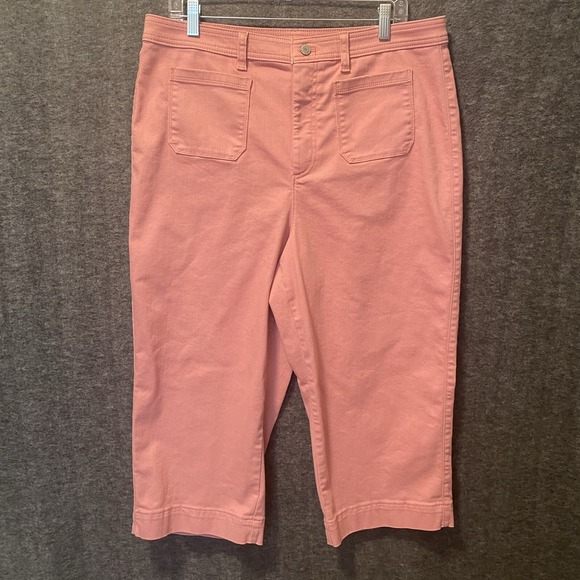 Talbots Denim - Talbots Jeans‎ Womens 16P Pink Flawless High Waist Wide Crop Pants Pockets 21"